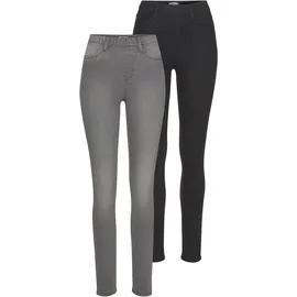 FLASHLIGHTS Jeansjeggings FLASHLIGHTS, Damen, Gr. 46, N-Gr, schwarz (schwarz, grau), Jeans, Obermaterial: 80% Baumwolle, 19% Polyester, 1% Elasthan, Basic, eng lang, Jeans, enge Passform, Röhrenjeans, Used-Look-Waschung, hohe Leibhöhe