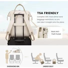 EMPSIGN Rucksack Damen 17 Zoll Laptop USB Ladeanschluss Wasserdicht Beige