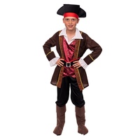 Magicoo Kapitän Piratenkostüm Kinder Jungen Rot/Schwarz/Braun - Fasching Pirat Kostüm Kind (S)