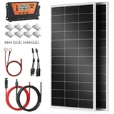 WERCHTAY 400w Monokristallines Solarpanel Kit,2pcs 200 Watt Solarmodul mit 30 A Solarladeregler 5m Solarkabel Z-Befestigungsklammern ideal für netzunabhängige 12 Volt PV modul (Weiß)