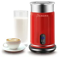 Panana Elektrische Milchaufschäumer 4 in 1 - Automatische Milchaufschäumer, Milchdämpfer mit einem Fassungsvermögen von 320 ml, Milchwärmer mit Temperaturanzeige und Heiz- und Kühlluft (rot-01)