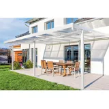 Gutta Terrassendach Premium 611 x 406 cm weiß/polycarbonat weiß gestreift