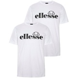 Ellesse T-Shirt, FUENTI, 2er Pack - Oberteil, Baumwolle, Rundhals, kurz, Logo, einfarbig Weiß XS