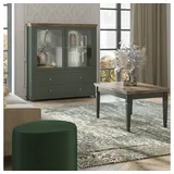 Lomadox Wohnzimmer Möbel Set Epsom-83 Couchtisch Und Vitrine In Grün Mit Lefkas Eiche Nb.