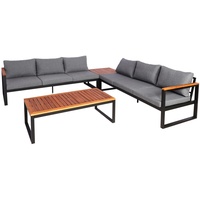 MCW Gartenlounge Lounge-Set Sitzgruppe Sofa, Aluminium Akazie Holz MVG-zertifiziert ~ dunkelgrau
