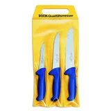 Friedr. Dick F. DICK Messer Set ErgoGrip 3-teilig (Ausbeinmesser 13cm, Stechmesser 18cm, Blockmesser 21 cm, HRC 56°) 8255300, Blau