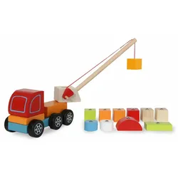 Holzspielzeug Kidiwood Steckspiel Mobilkran 14tlg.