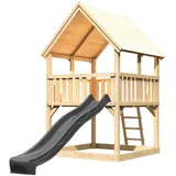 Karibu Spielturm Luis mit Rutsche Natur-Anthrazit