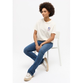 TOM TAILOR T-Shirt mit Label-Print, Offwhite, XS