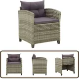 Vidaxl - Gartenstuhl Mit Kissen Poly Rattan Grau - Gartenstuhl - Outdoor Möbel - Rattan Gartenmöbel - Gartenlounge - Terrassenmöbeln