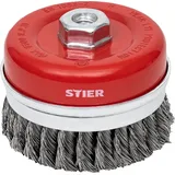 Stier Topfbürste Ø 100 mm, M14, 0,5 mm, gezopft, Stahl