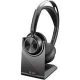 HP Poly Voyager Focus 2 + USB-C/A-Adapter + Ladestation (Kabellos, USB-C, Microsoft Teams), Office Headset, Schwarz