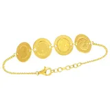 Celesta Armband 925 Silber mit strukturierten Plättchen vergoldet weiß 17+2cm