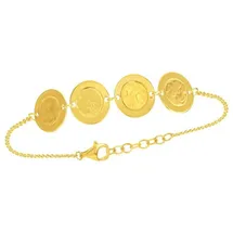 Celesta Armband 925 Silber mit strukturierten Plättchen vergoldet weiß 17+2cm