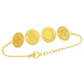 Celesta Armband 925 Silber mit strukturierten Plättchen vergoldet weiß 17+2cm