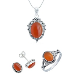 mantraroma Schmuckset 925er Silber mit Karneol (Schmuckset aus 925 Silber) 58