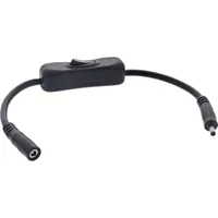 InLine DC Kabel mit Schalter, DC ST/BU 3,5x1,35mm, AWG 18, schwarz, 0,20m