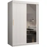 abiks möbel Schwebetürenschrank RIFLO WAVE 120 x 200 x 62 cm Weiß