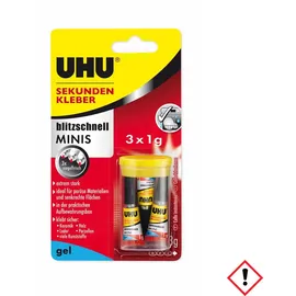 UHU Sekundenkleber Minis Gel 3x 1 g