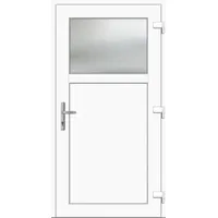 Kunststoff Nebeneingangstür nach Maß "ANTONIA-M" 70 mm 1/3 Glas Weiß RAL 9016 beidseitig außen öffnend DIN rechts