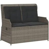 VidaXL Gartenbank Verstellbar mit Kissen Grau Poly Rattan