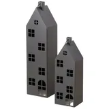 Boltze home BOLTZE Alba Laterne Haus schwarz 66-96cm 2tlg