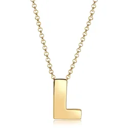 Kette mit Anhänger ELLI "Buchstabe L Initialen 925 Sterling Silber", gold, Halsketten, Damen, 45, Silber 925 (Sterlingsilber), L: 45cm