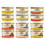 GOURMET Gold Adult MIX mit Rindfleisch, Thunfisch, Geflügel, Huhn, Lachs 12x85g