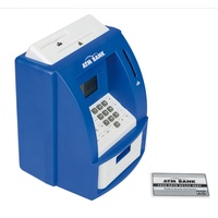 Idena 50020 - Digitale Spardose, Geldautomat mit Sound, PIN geschützter Bankkarte, Münzzähler und vielen Funktionen, in Blau, ca. 21 x 16 x 14cm groß
