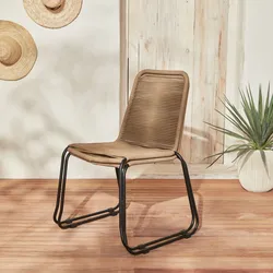 Set mit 2 BRASILIA Gartenstühlen aus Seil, beige, stapelbar, draußen