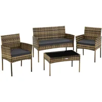 Tectake tectake® Rattan Gartenset, für 4 Personen,