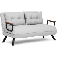 2-sitzer Schlafsofamerak, Verwandelbares Sofa, Lineare Stoffstruktur, Schlafsessel Mit Stauraum, 133x78 H78 Cm, Hellgrau - Dmora
