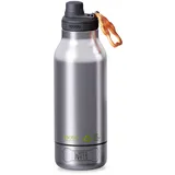 ASOBU - Dog Bowl Buddy - recycelte Edelstahlflasche mit 2 Näpfen Silber