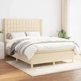 vidaXL Boxspringbett mit Matratze Creme 140x200 cm Stoff - Beige