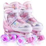 Hikole Kinder Rollschuhe Verstellbar LED Rollschuhe für Mädchen und Jungen komfortable Rollschuhe Mitwachsend Kinder(Größe 27-38)