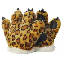 LANFIRE Flauschige künstliche Tiger und Dinosaurier Paw Handschuhe, Stirnband und Schwanz Kostüme Cosplay Tiger oder Dinosaurier Party Kostüm (Cheetah Gloves) - L