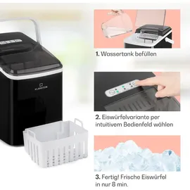 Klarstein Eiswürfelmaschine Klein, 2L Eiswürfelbereiter, Eiswürfelmaschine mit Touch Control, Mini-Eiswürfelmaschine für Große & Kleine Eiswürfel,