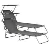 casa.pro Argozelo Sonnenliege 186 x 55 x 24 cm Dunkelgrau