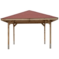 weka Pavillon Paradies 2, (Set), BxT: 380×380 cm, inkl. Dachschindeln und Pfostenanker braun