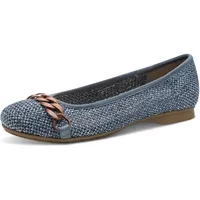 Jana Damen Ballerinas mit Zierschnalle Vegan, Blau 40 EU