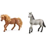 SCHLEICH 13943 Spielfigur -Islandpony Hengst Horse Club, Mehrfarbig & 13924 Pura Raza Española Jungpferd