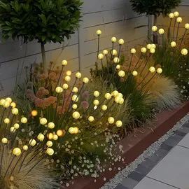 salcar 8 LED Solarleuchten Gartenleuchten 2 set LED Kugel 2 Leuchtmodi Warmweiß