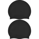 Newaner 2er-Pack Badekappe Silikon, Badekappen für Schwimmer Ohrenschutz, Ripstop-Beschichtung für Komfort und Rutschfestigkeit, Swimming Cap, Bademütze für langes Haar und für Damen, Herren(Schwarz)