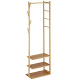 Relaxdays Kleiderständer Bambus 164 x 49 x 28 cm braun
