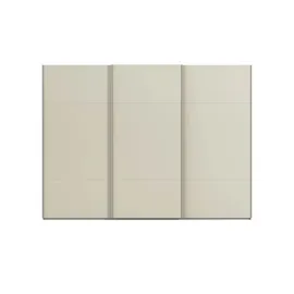 meinSchrank Schwebetürenschrank Regina 301 x 223 x 68 cm Weiß/Beige/Grau/Schwarz