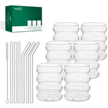 luxuskollektion Geripte Cocktailgläser Longdrinkglas 0,35 l 6 Stück