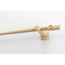 Gardinenstange GARESA "PANDRI", beige (natur), L:340cm Ø:20mm, Holzwerkstoff, Gardinenstangen, Vorhanggarnitur, verlängerbar, gerader Knopf mit Ausschnitt