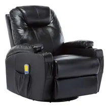 vidaXL Massage-Schaukelsessel Schwarz Kunstleder