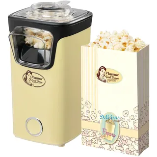 Bestron Popcornmaker, Turbo-Popcorn in unter 2 Minuten, Popcornmaschine mit Heißlufttechnologie, inkl. 10x Popcorntüten Messbecher, Sweet Dreams Kollektion, Farbe: Gelb
