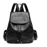 Monitika Damen Rucksack Wasserdicht PU Modische Lässig Rucksäcke Schwarz - M